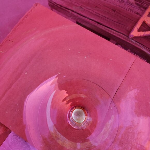 Large Vtg Hand Blown Red‎ Cranberry Glass Brandy Snifter Clear Stem - Picture 7 of 8